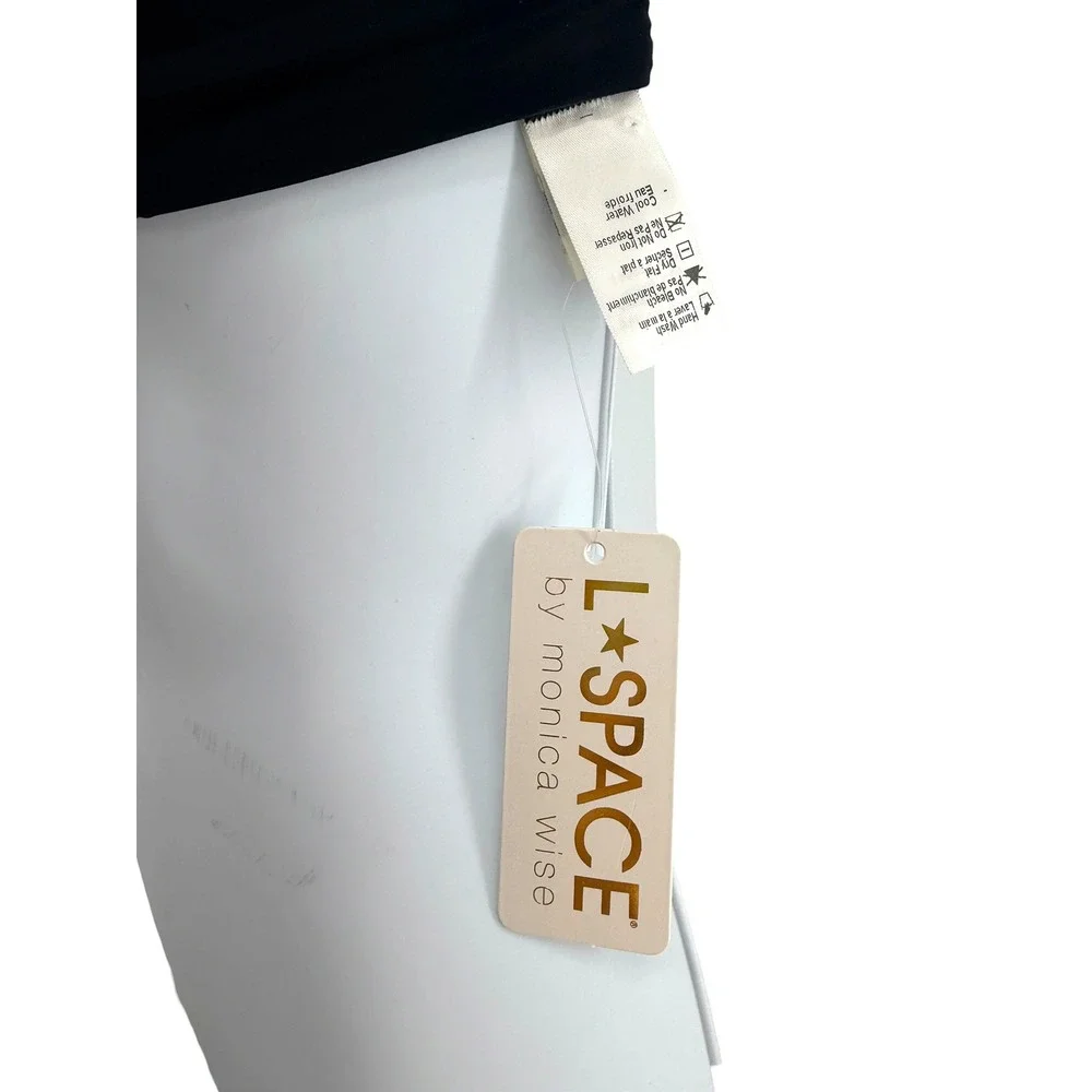 L*Space‎ Black Halter Bikini Top Gold Ring Hardware Small S NWT Luxe Lounging
